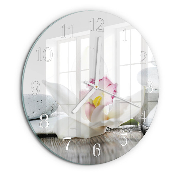 Glas wanduhr Orchidee
