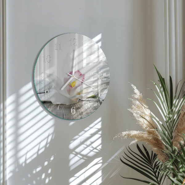 Glas wanduhr Orchidee