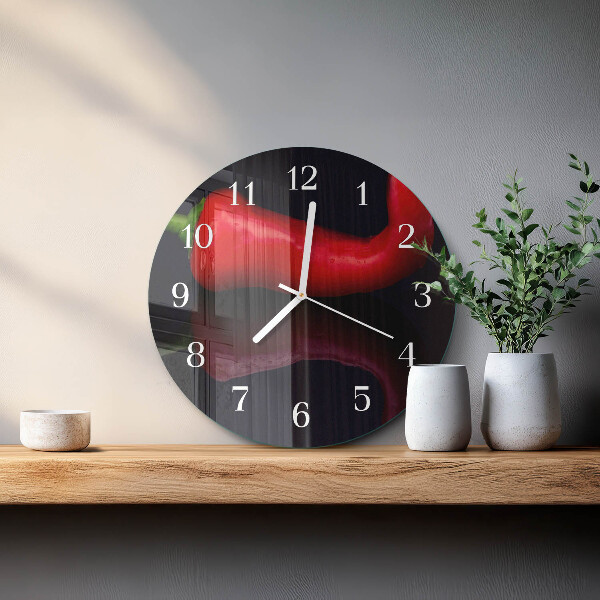 Glas wanduhr Chilischoten