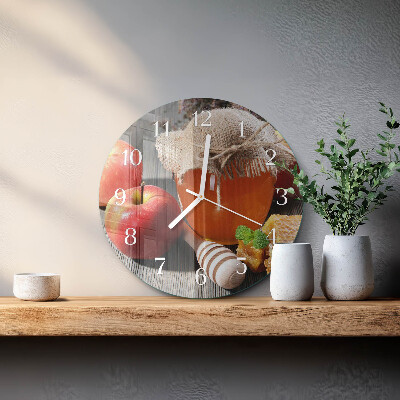 Glas wanduhr Apfelhonig
