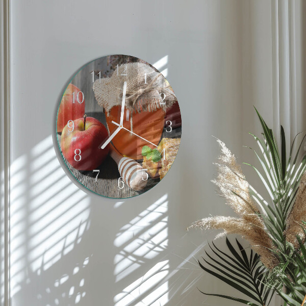 Glas wanduhr Apfelhonig