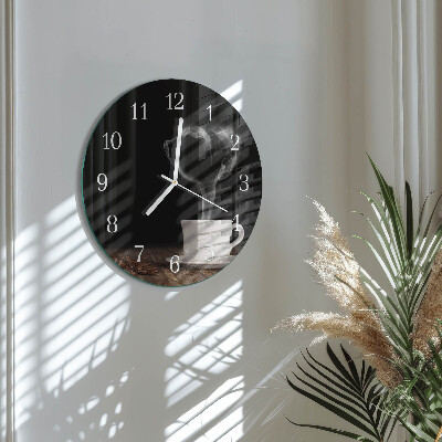 Glas wanduhr Kaffee