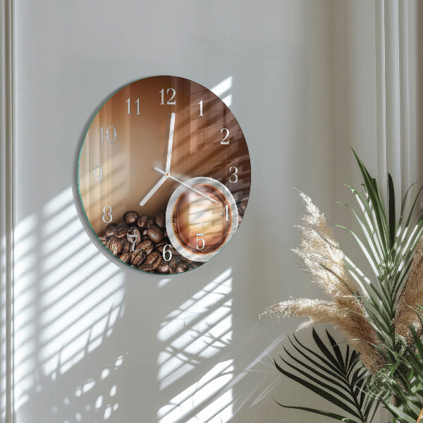 Glas wanduhr Kaffee
