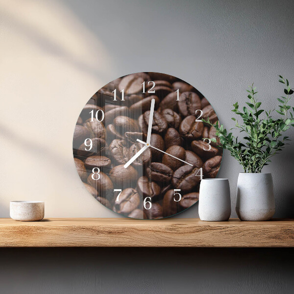 Glas wanduhr Kaffeebohnen
