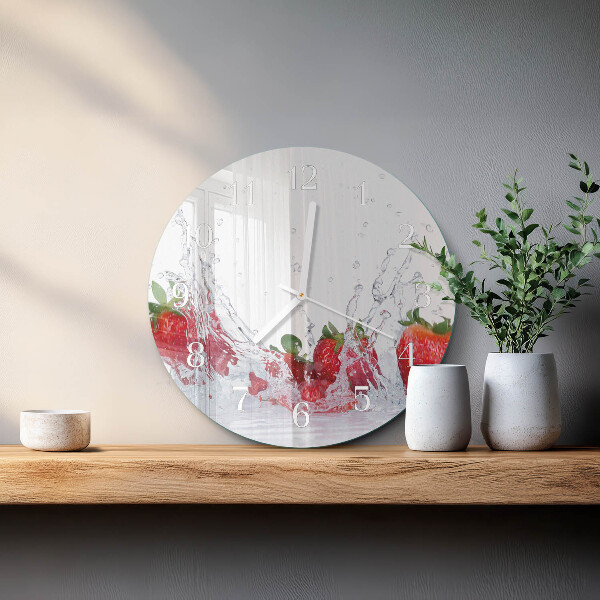 Glas wanduhr Erdbeere