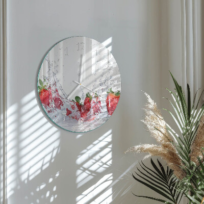 Glas wanduhr Erdbeere
