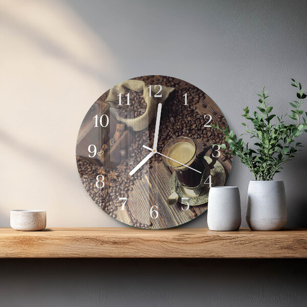 Glas wanduhr Kaffee