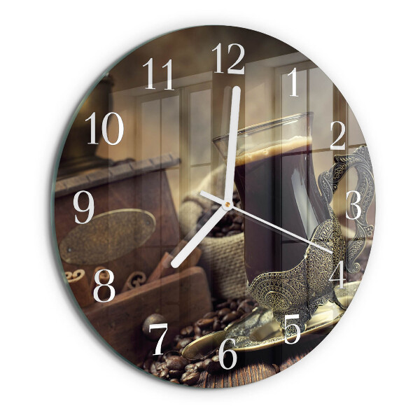 Glas wanduhr Kaffee