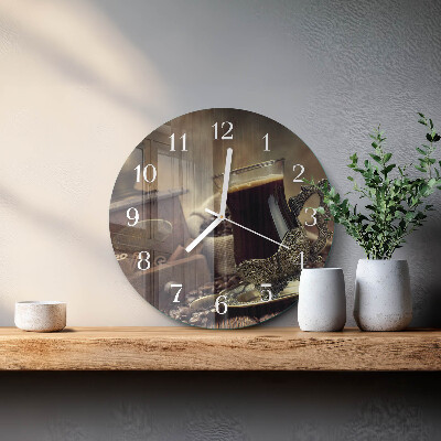 Glas wanduhr Kaffee