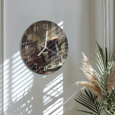Glas wanduhr Kaffee
