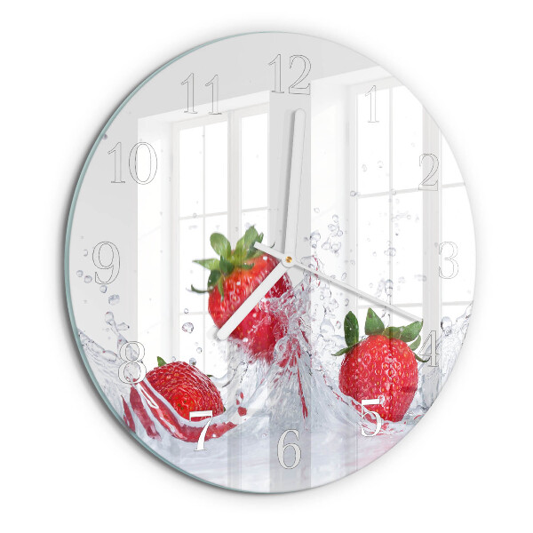 Glas wanduhr Erdbeere