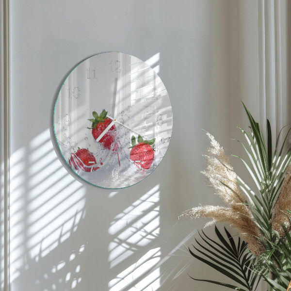 Glas wanduhr Erdbeere