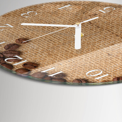 Glas wanduhr Kaffeebohnen