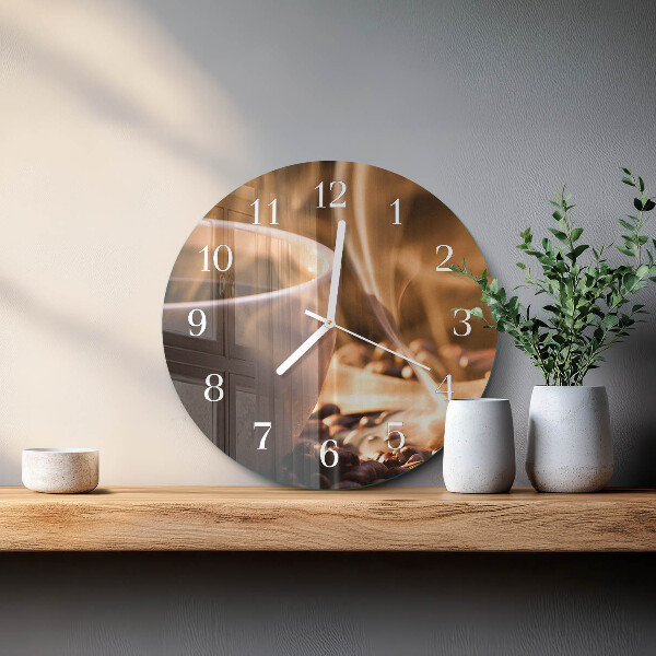 Glas wanduhr Kaffee