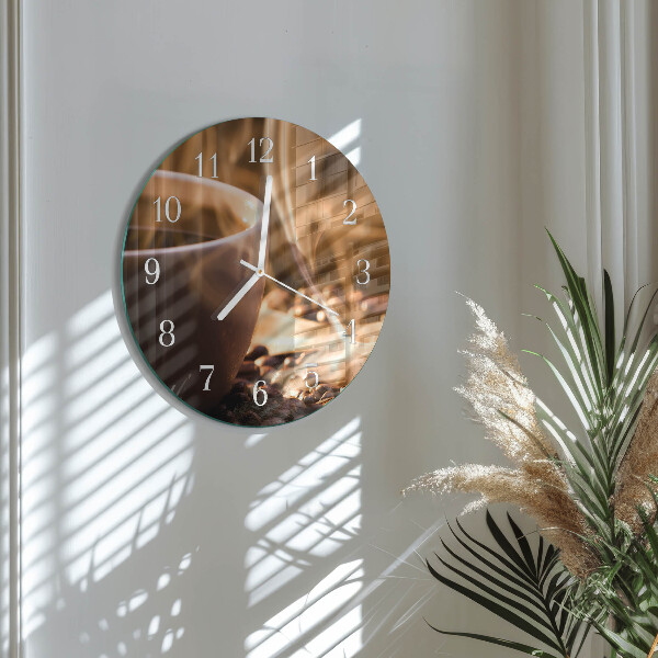 Glas wanduhr Kaffee