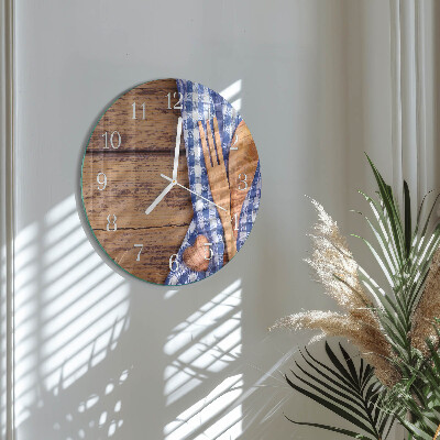 Glas wanduhr Holz und Besteck