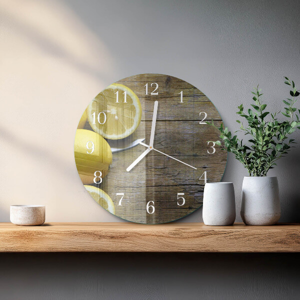Glas wanduhr Saftige Zitronen