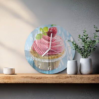 Glas wanduhr Himbeermuffin