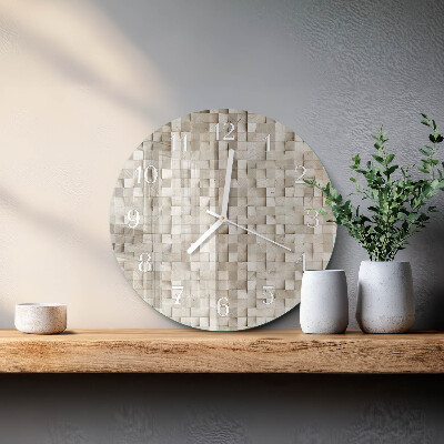 Glas wanduhr Holzmosaik