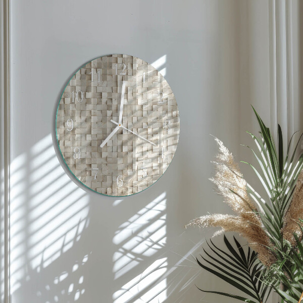 Glas wanduhr Holzmosaik