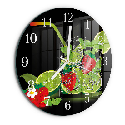 Glas wanduhr Erdbeere und Limette
