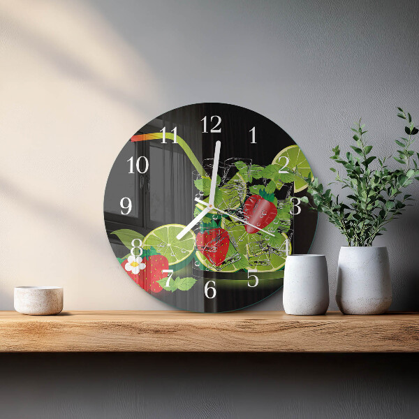 Glas wanduhr Erdbeere und Limette