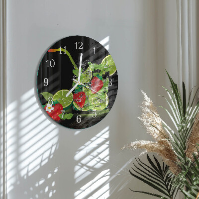 Glas wanduhr Erdbeere und Limette