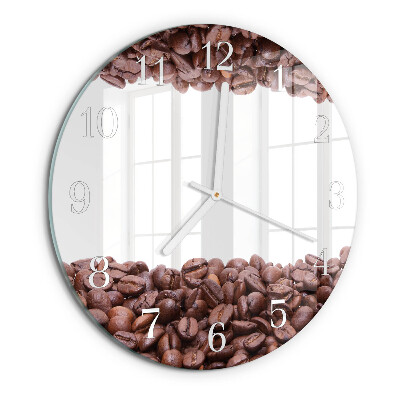 Glas wanduhr Kaffeebohnen