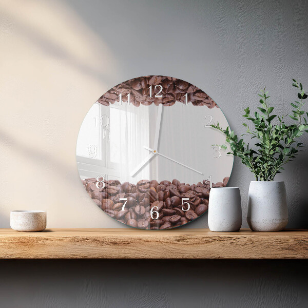 Glas wanduhr Kaffeebohnen