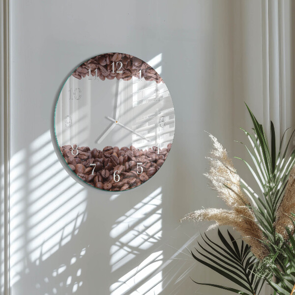 Glas wanduhr Kaffeebohnen