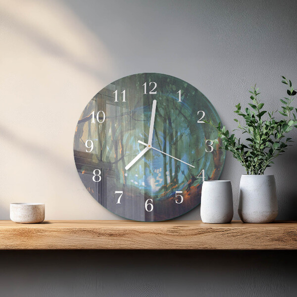 Glas wanduhr Mystischer Wald
