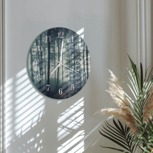Glas wanduhr Nebliger Wald
