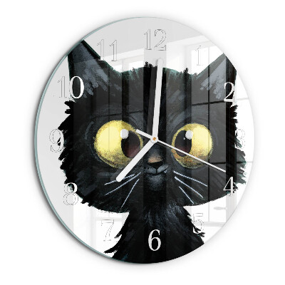 Glas wanduhr Schwarze Katze