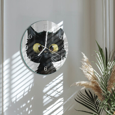 Glas wanduhr Schwarze Katze