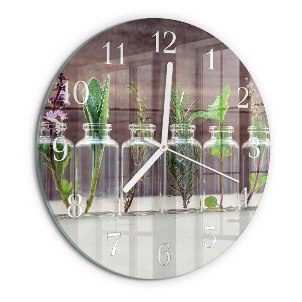 Glas wanduhr Kräuter