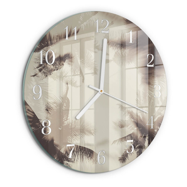 Glas wanduhr Palmen