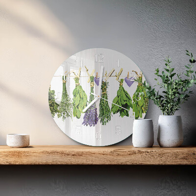Glas wanduhr Kräuter