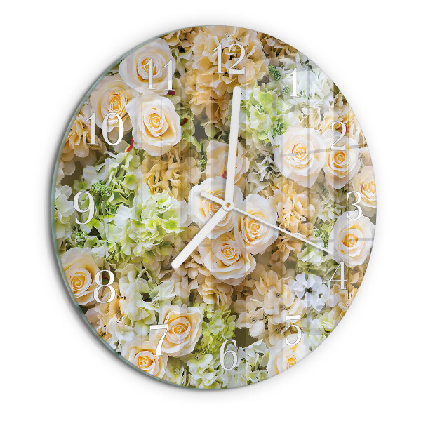 Glas wanduhr Elegante Blumen