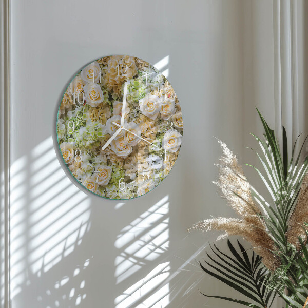 Glas wanduhr Elegante Blumen