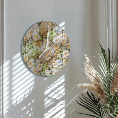 Glas wanduhr Elegante Blumen