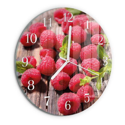 Glas wanduhr Himbeeren