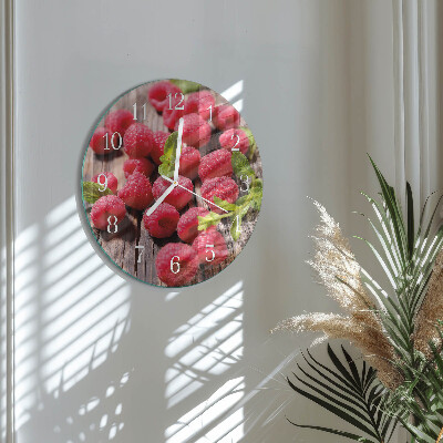 Glas wanduhr Himbeeren