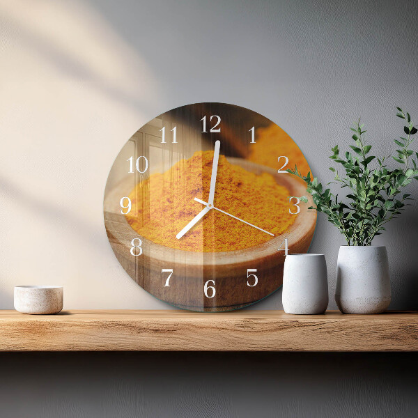 Glas wanduhr Kurkuma