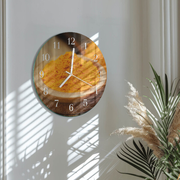 Glas wanduhr Kurkuma