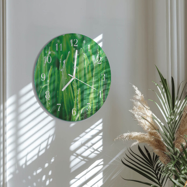 Glas wanduhr Grünes Gras