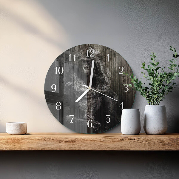 Glas wanduhr Gorilla