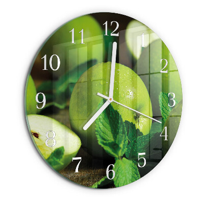 Glas wanduhr Grüne Äpfel
