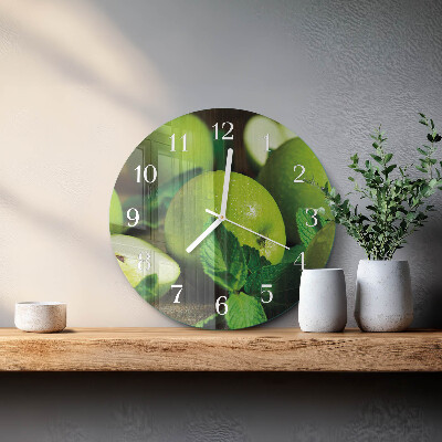Glas wanduhr Grüne Äpfel
