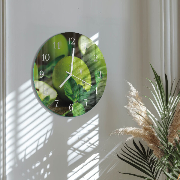 Glas wanduhr Grüne Äpfel