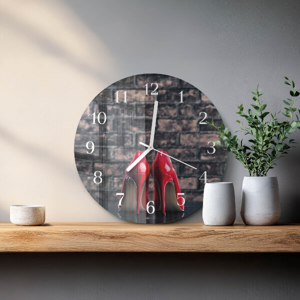 Glas wanduhr Rote High Heels